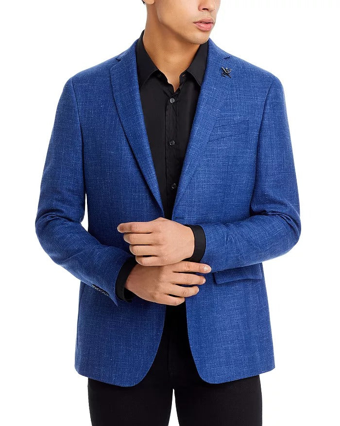 John Varvatos Star USA Wool & Linen Melange Slim Fit Sport Coat 46R Blue Blazer