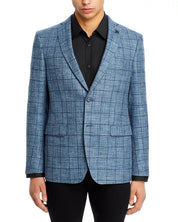 John Varvatos Star USA Windowpane Slim Fit Sport Coat 46R Blue Blazer