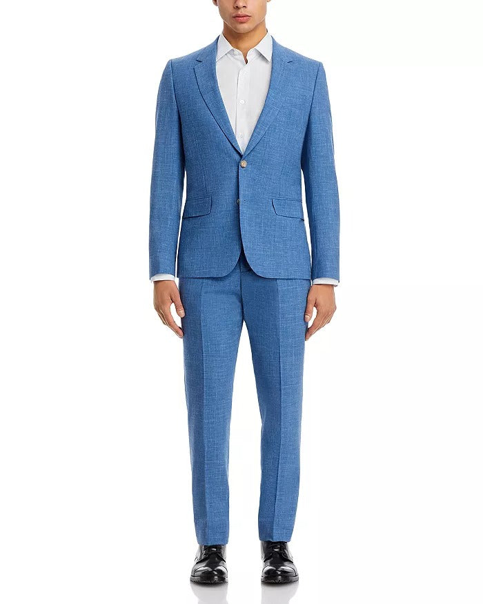 Paul Smith Soho Wool & Linen Slub Weave Extra Slim Fit Suit 38R / 32W Light Blue