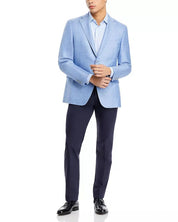 Canali Mens Siena Herringbone Sport Coat Blazer EU 56 US 46R Light Blue