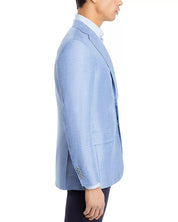 Canali Mens Siena Herringbone Sport Coat Blazer EU 56 US 46R Light Blue