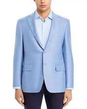 Canali Mens Siena Herringbone Sport Coat Blazer EU 56 US 46R Light Blue
