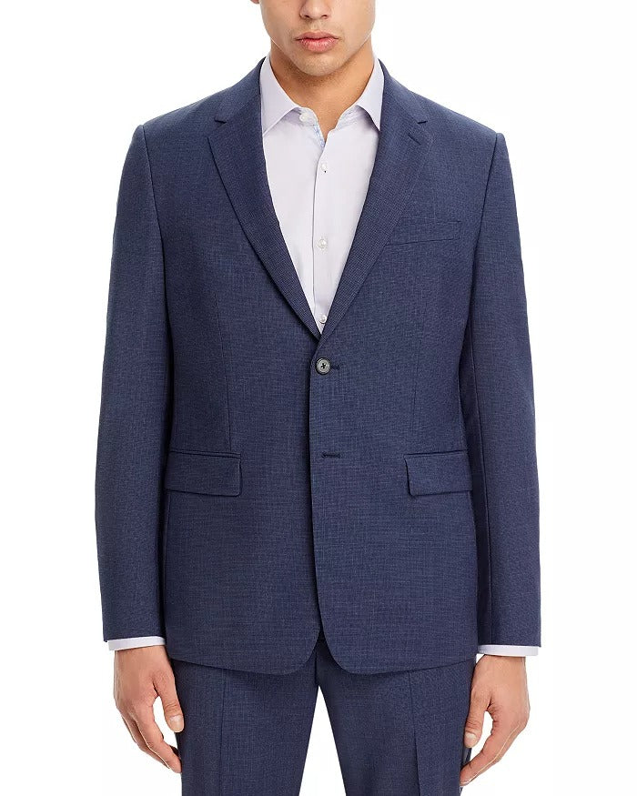 Theory Chambers Houndstooth Slim Fit Suit Jacket 36R Navy Blue Sport Coat