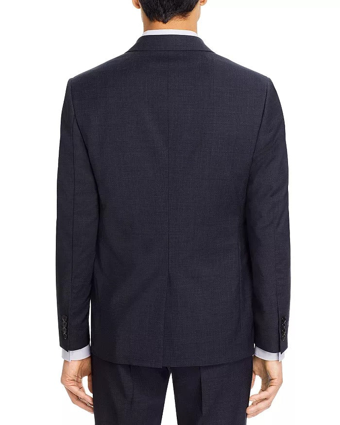 Theory Chambers Tonal Plaid Slim Fit Suit Jacket 40R Navy Blue Sport Coat