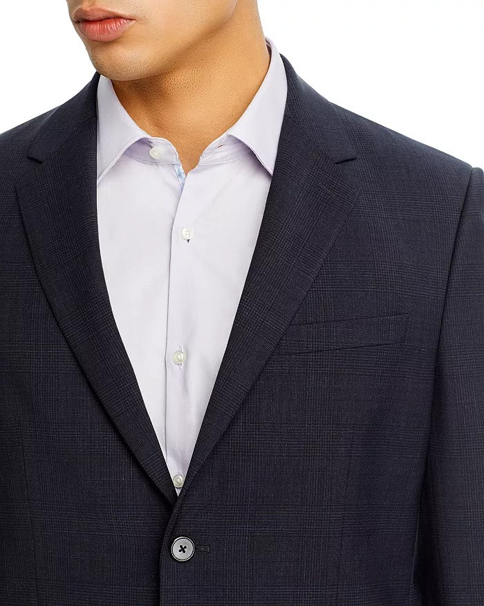 Theory Chambers Tonal Plaid Slim Fit Suit Jacket 42L Navy Blue Sport Coat
