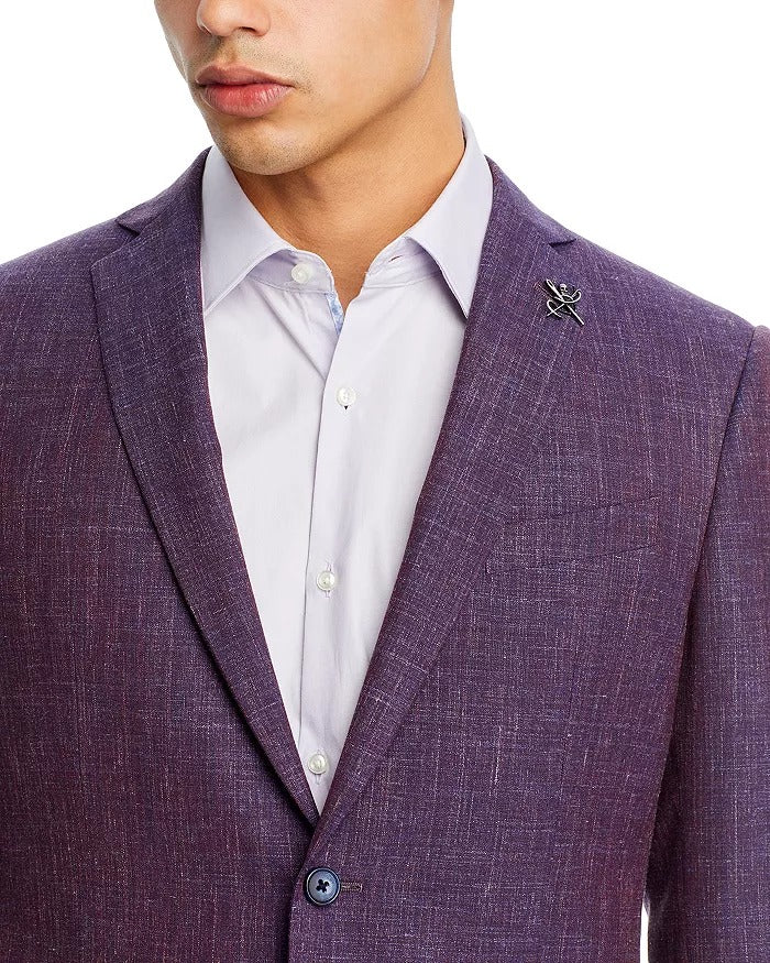 John Varvatos Star USA Mens Wool & Linen Melange Slim Fit Suit Jacket 38R Purple