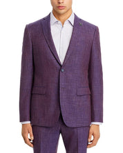 John Varvatos Star USA Mens Wool & Linen Melange Slim Fit Suit Jacket 40R Purple