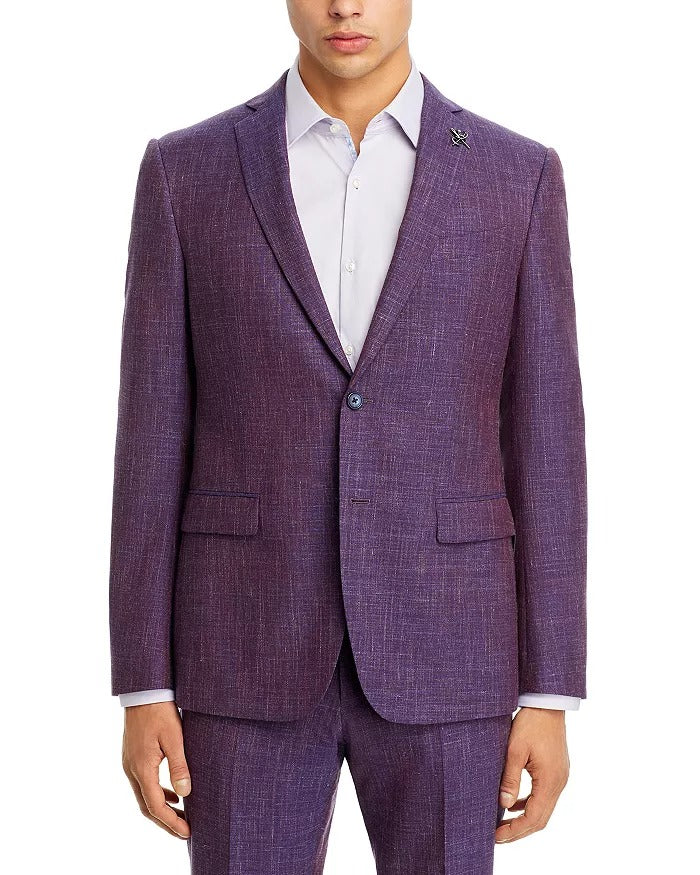 John Varvatos Star USA Mens Wool & Linen Melange Slim Fit Suit Jacket 38R Purple