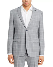 John Varvatos Star USA Mens Plaid Slim Fit Suit Jacket 38R Light Grey Sport Coat