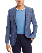 HUGO BOSS Mens Arti Plaid Extra Slim Fit Sport Coat Jacket 40S Blue Tonal Plaid