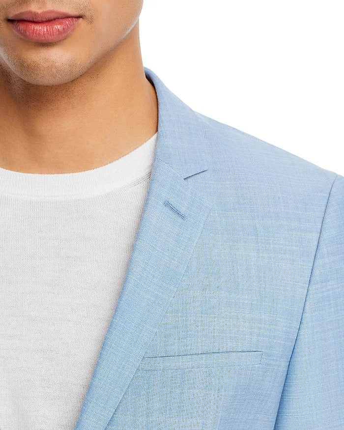 HUGO BOSS Mens Arti Melange Extra Slim Fit Suit Jacket 38R Light Blue Sport Coat