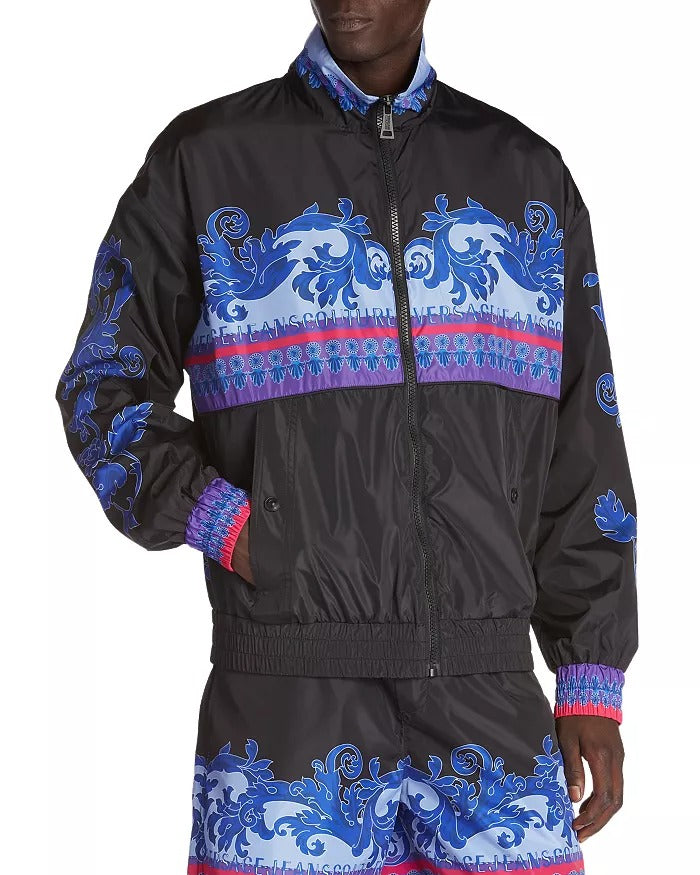 Versace Jeans Couture 50D Placed Animalier Full Zip Jacket EU 50 US 40 Black