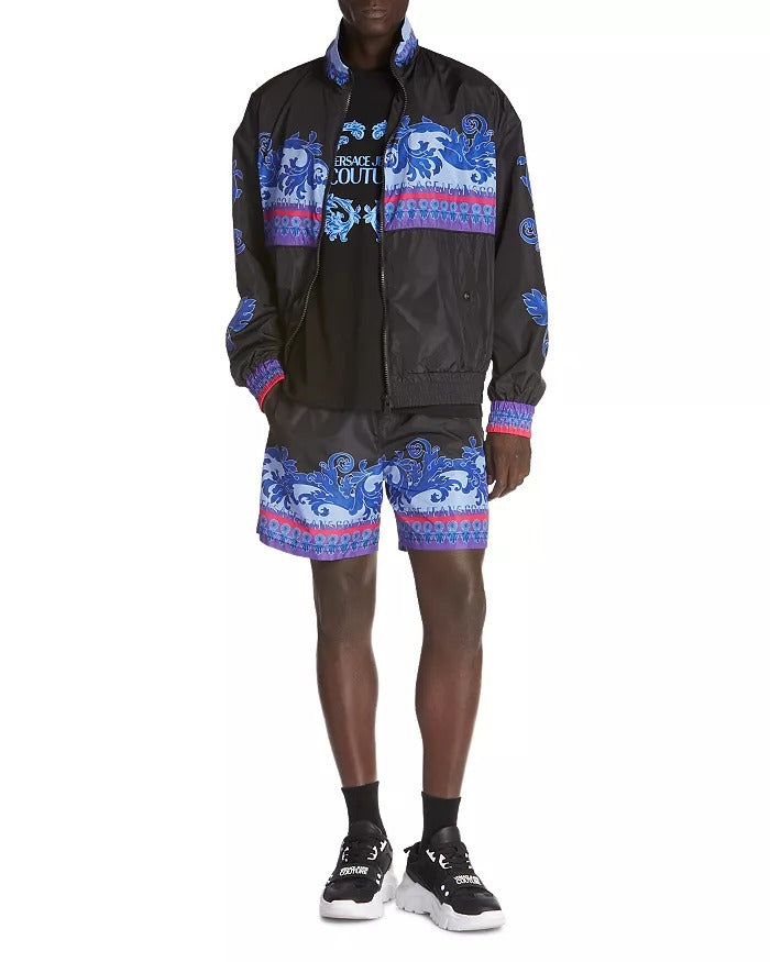 Versace Jeans Couture 50D Placed Animalier Full Zip Jacket EU 50 US 40 Black