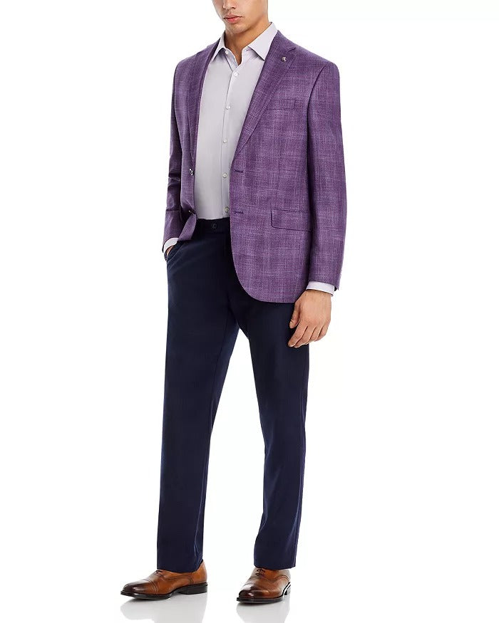 Jack Victor Conway Plaid Bamboo Regular Fit Sport Coat 42L Purple