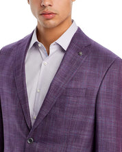 Jack Victor Mens Conway Plaid Regular Fit Sport Coat 40R Purple