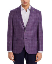 Jack Victor Mens Conway Plaid Regular Fit Sport Coat 40R Purple