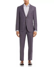 Jack Victor Napoli Tonal Windowpane Regular Fit Suit 48R / 42W Purple Plaid