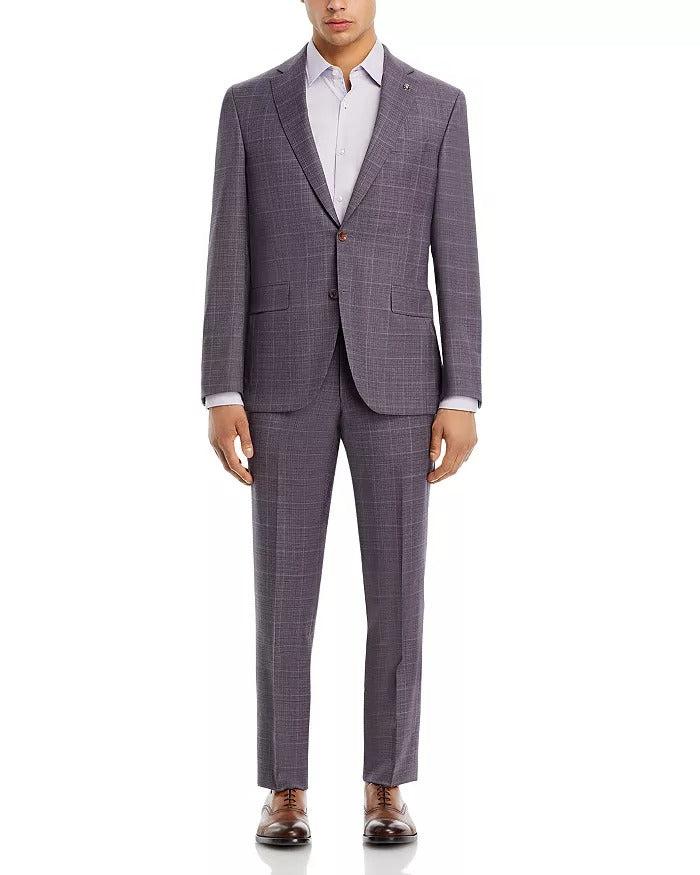 Jack Victor Napoli Tonal Windowpane Regular Fit Suit 48R / 42W Purple Plaid