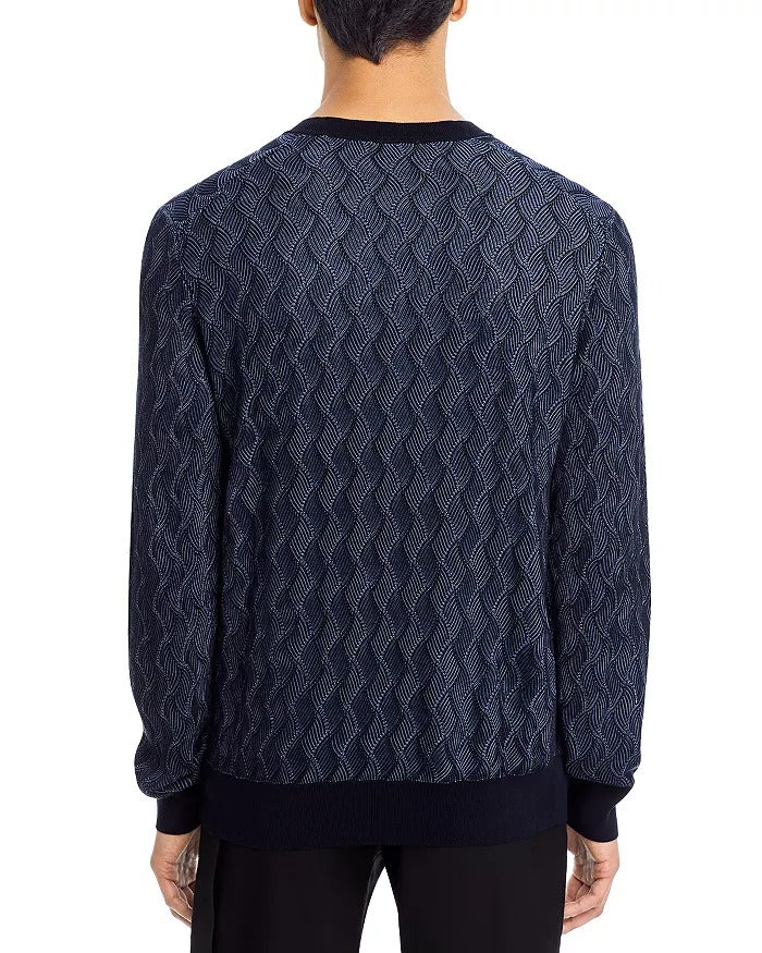 Hugo Boss Mens Regular fit Long Sleeve V Neck Sweater Medium 100% Silk  Blue