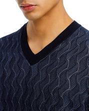 Hugo Boss Mens Regular fit Long Sleeve V Neck Sweater Medium 100% Silk  Blue