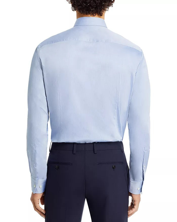 Hugo Boss Mens Slim fit Long Sleeve Button-Up Shirt 15 / 38 Blue Solid