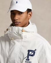 Polo Ralph Lauren Mens Twill Graphic Hooded Jacket Coat White Medium