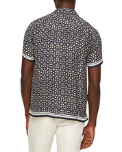 Orlebar Brown Mens Regular fit Short Sleeve Button-Up Shirt Medium Blue Floral