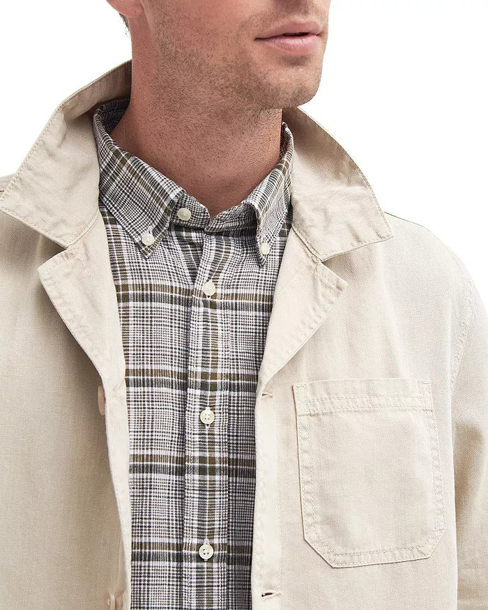 Barbour Mens Button Front Overshirt Shirt Jacket Coat Large Beige