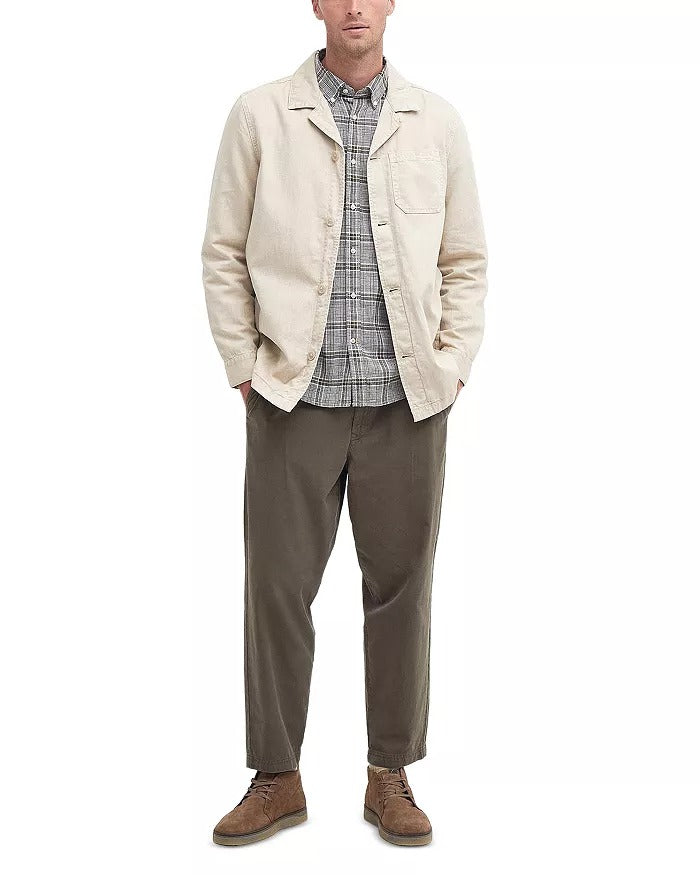 Barbour Mens Button Front Overshirt Shirt Jacket Coat Large Beige
