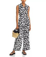 MICHAEL Michael Kors Womens Pop Shadow Fleur Jumpsuit Size XXS Black White