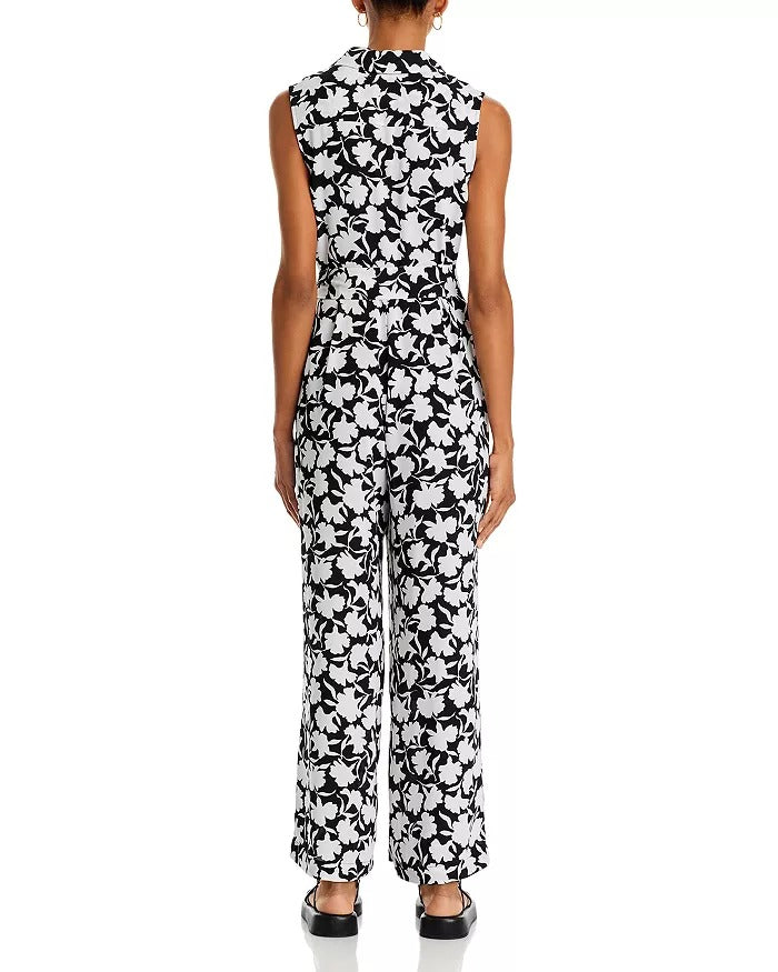 MICHAEL Michael Kors Womens Pop Shadow Fleur Jumpsuit Size XXS Black White