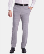 Kenneth Cole Mens Slim fit Dress Pants 33 / 30 Light Grey Check Stretch