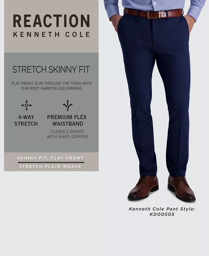 Kenneth Cole Mens Skinny fit Dress Pants 32 / 29 Light Gray Solid