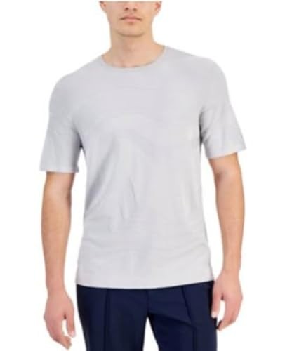 Alfani Mens Regular fit Short Sleeve T-Shirt Shirt Large Light Grey Solid