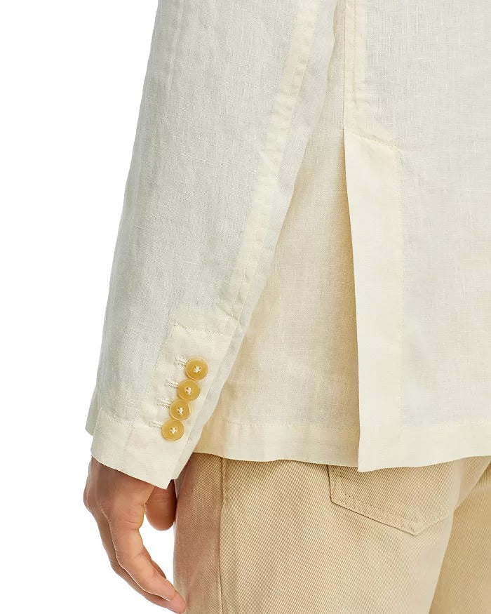 Canali Mens Garment Dyed Linen Unstructured Sport Coat EU 52 US 42R White Blazer