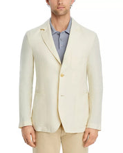 Canali Mens Garment Dyed Linen Unstructured Sport Coat EU 52 US 42R White Blazer