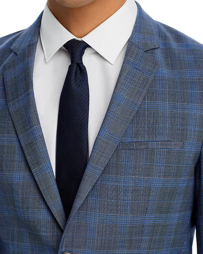 HUGO BOSS Mens Arti Plaid Extra Slim Fit Sport Coat Jacket 40S Blue Tonal Plaid