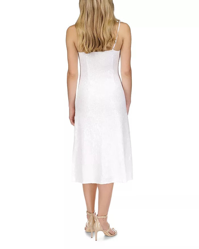 MICHAEL Michael Kors Womens Sequin Midi Slip Dress XS White