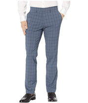 Kenneth Cole Reaction Mens Slim-Fit Stretch Dress Pants Plaid Blue 30 x 32