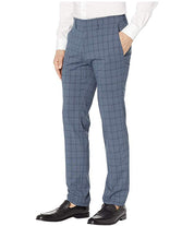 Kenneth Cole Reaction Mens Slim-Fit Stretch Dress Pants Plaid Blue 30 x 32