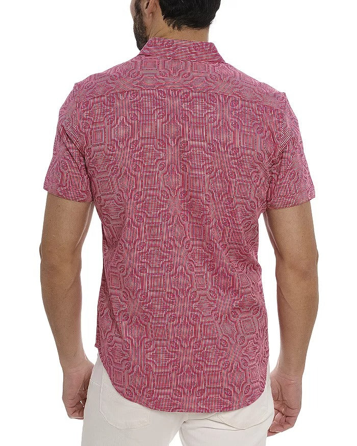 Robert Graham Voyage Classic Fit Short Sleeve Button Shirt Large Pink
