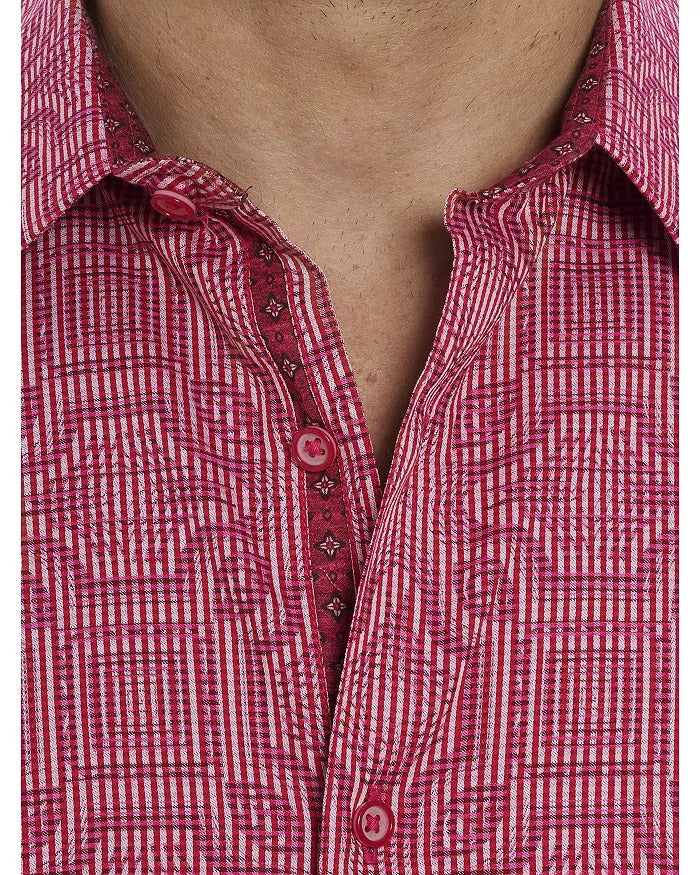 Robert Graham Voyage Classic Fit Short Sleeve Button Shirt Large Pink