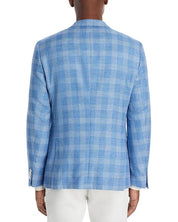 HUGO BOSS Hutson Glen Check Slim Fit Sport Coat Blazer 42R Light Blue Plaid