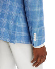 HUGO BOSS Hutson Glen Check Slim Fit Sport Coat Blazer 42R Light Blue Plaid