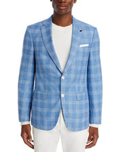 HUGO BOSS Hutson Glen Check Slim Fit Sport Coat Blazer 42R Light Blue Plaid