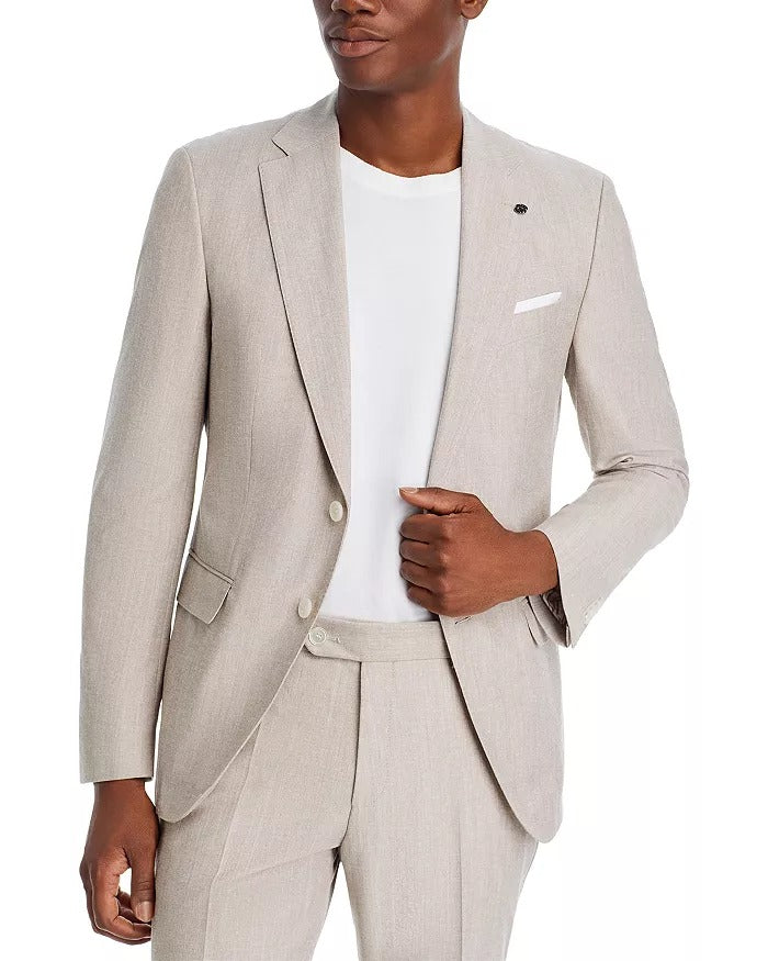 Hugo Boss Men's Micro-Patterned Slim-Fit Blazer Sport Coat 44R Beige Tan