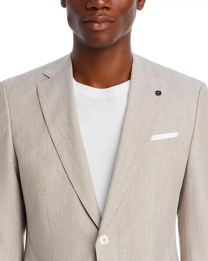 Hugo Boss Men's Micro-Patterned Slim-Fit Blazer Sport Coat 44R Beige Tan