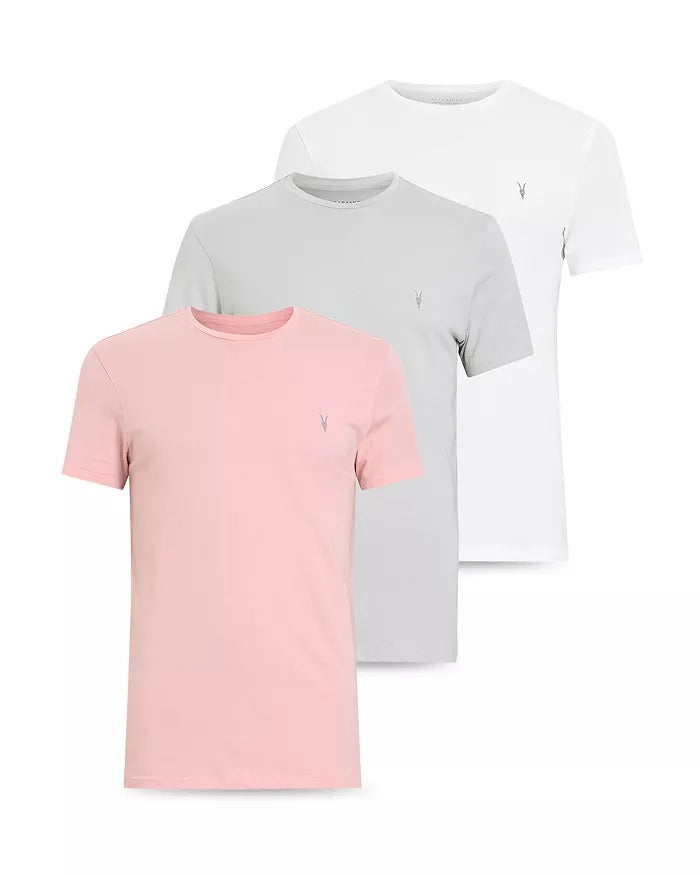 ALLSAINTS Mens Tonic Tee Shirts Pack of 3 Large Pink Grey White