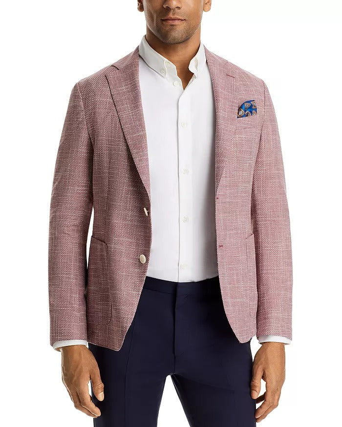 HUGO BOSS Hanry Melange Solid Soft Construction Slim Fit Sport Coat 40R Red