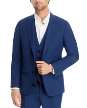 Hugo Boss Mens Slim fit Wool 2 Piece Suit 38 R Pants Waist 32 Blue Solid